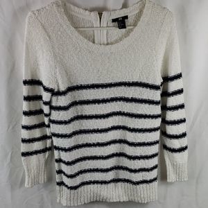 H&M Women's Medium White & Black Stripe Sweater